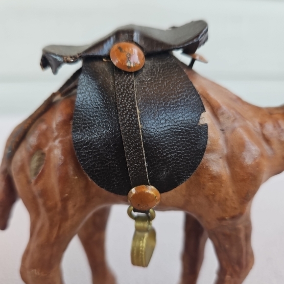 VTG Stretched Leather Camel Figurine 5" Handmade Genuine Saddle Nativity Xmas - Picture 7 of 11